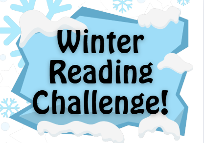 A frosty text box with the title: Winter Reading Challenge!